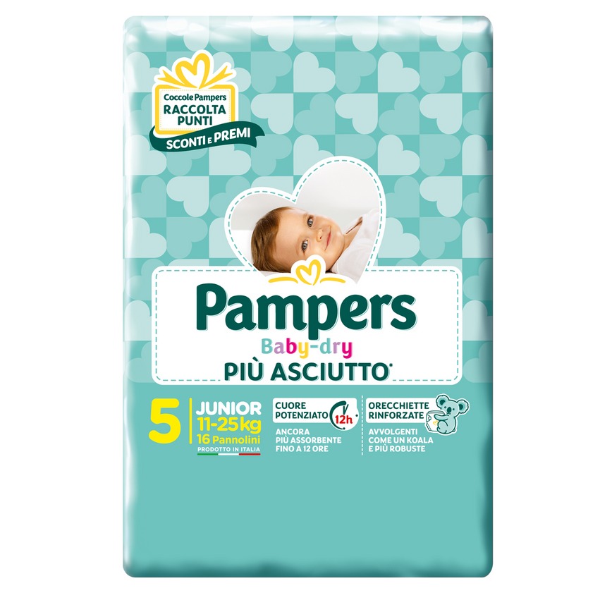 PAMPERS PANN. BABY DRY 5MIS. 16PZ. PROMO