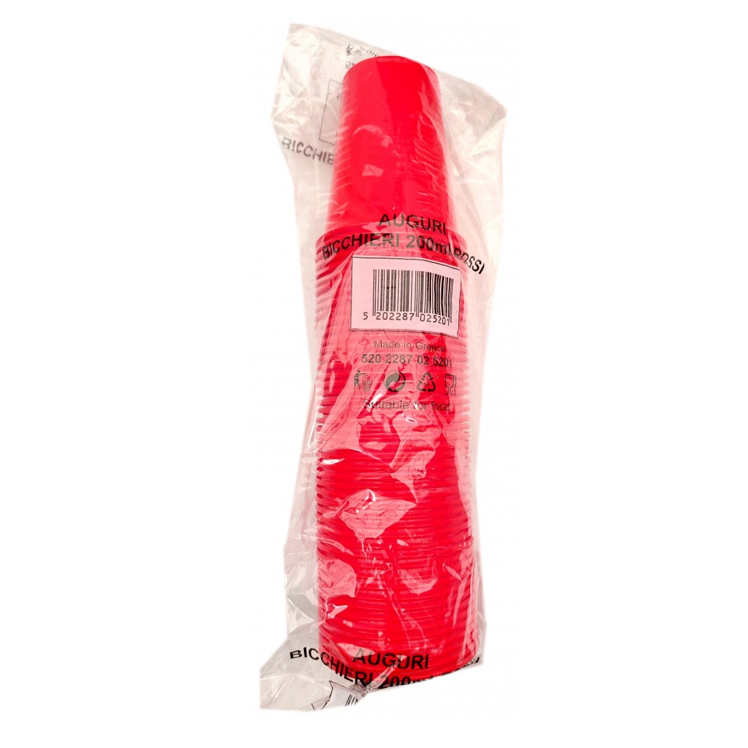 BICCHIERI ROSSO 200CC 50PZ. LARIPLAST