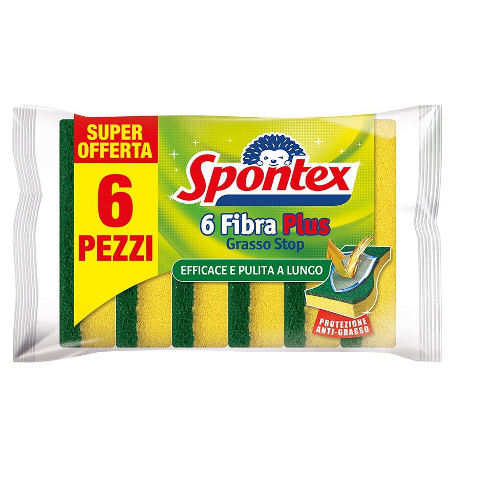 SPONTEX SPUGNA FIBRA PLUS GRASSO STOP6PZ