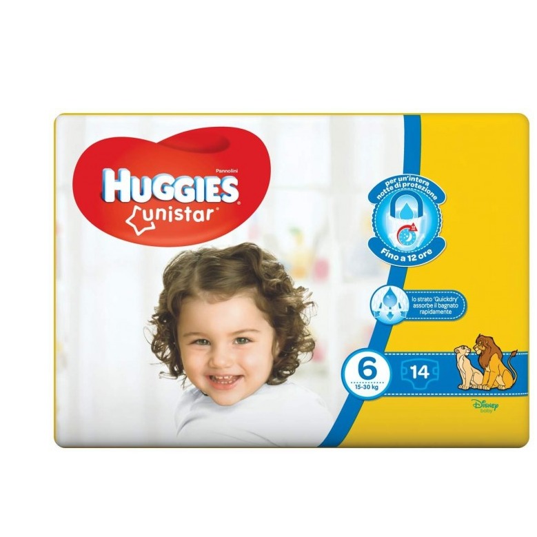 HUGGIES PANN. UNISTAR 6MIS. 12PZ. PROMO