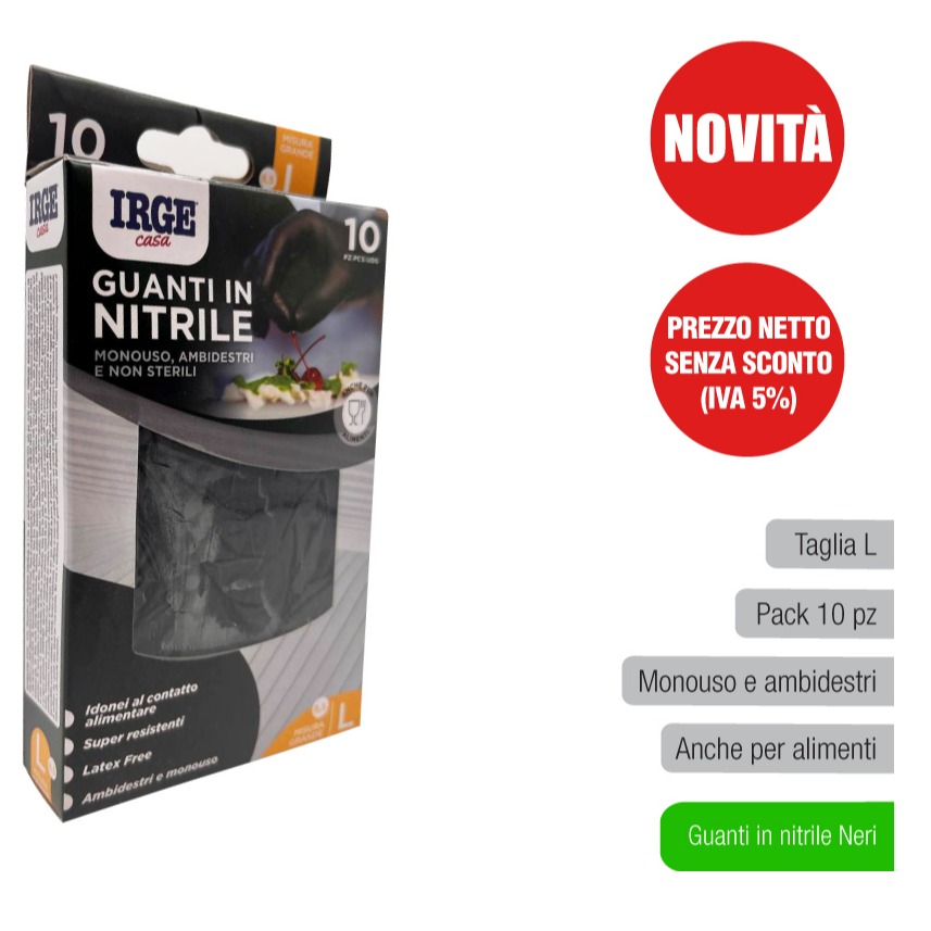 CASAPIU SER GUANTI MONOUSO 10PZ NITRILE NERO L