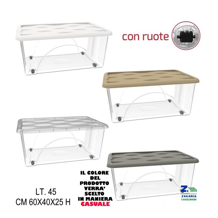 STORAGE BOX DUNE 45LT C/RUOTE BASE TR+COP TORTORA