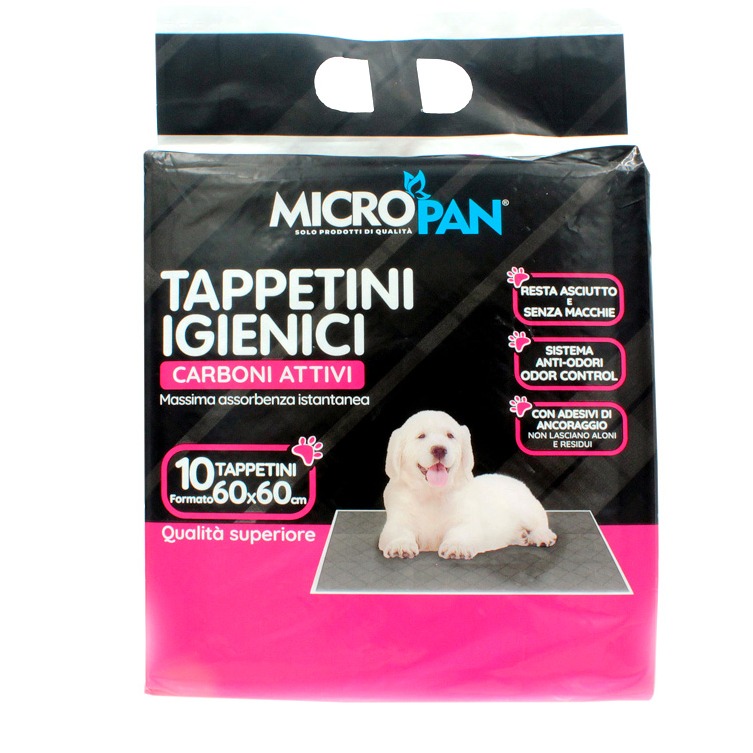 MICROPAN TAPPETINI PET 60X60 CARBONI ATTIVI 10PZ.