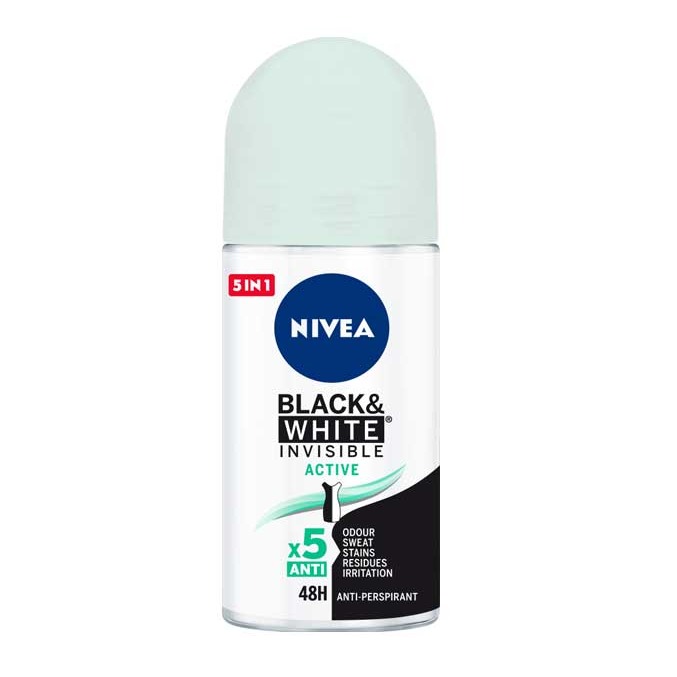 NIVEA DEO ROLL ON 50ML. BLACK INVISIBILE ACTIVE