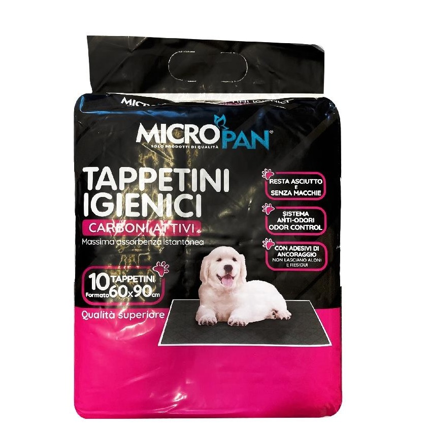 MICROPAN TAPPETINI PET 60X90 CARBONI ATTIVI 10PZ.