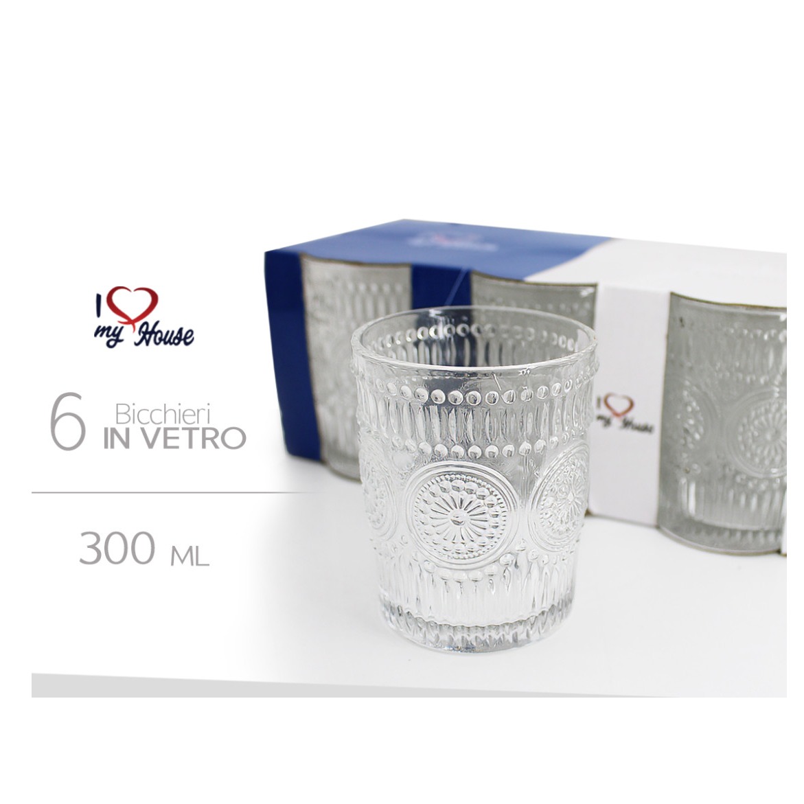 BICCHIERI ACQUA 6PZ.300 ML.TRASP.