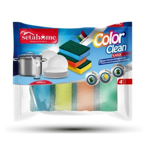 SETABLU SPUGNA CASA COLOUR CLEAN 4 PZ COL VARI