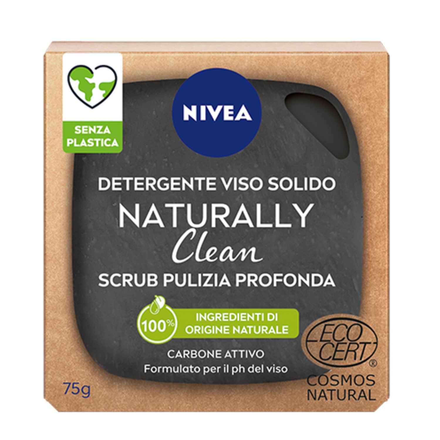 NIVEA DET. VISO SOLIDO NATURALLY 75GR. PURIFICANTE