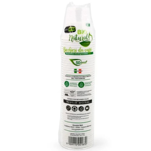 BIO USO BICCH. BIANCO 80CC 50PZ. BIO