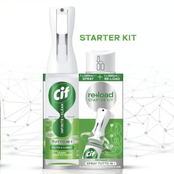 CIF INFINITE CLEAN KIT SPRAY 280ML. + RIC. 590ML. FIO/LIME