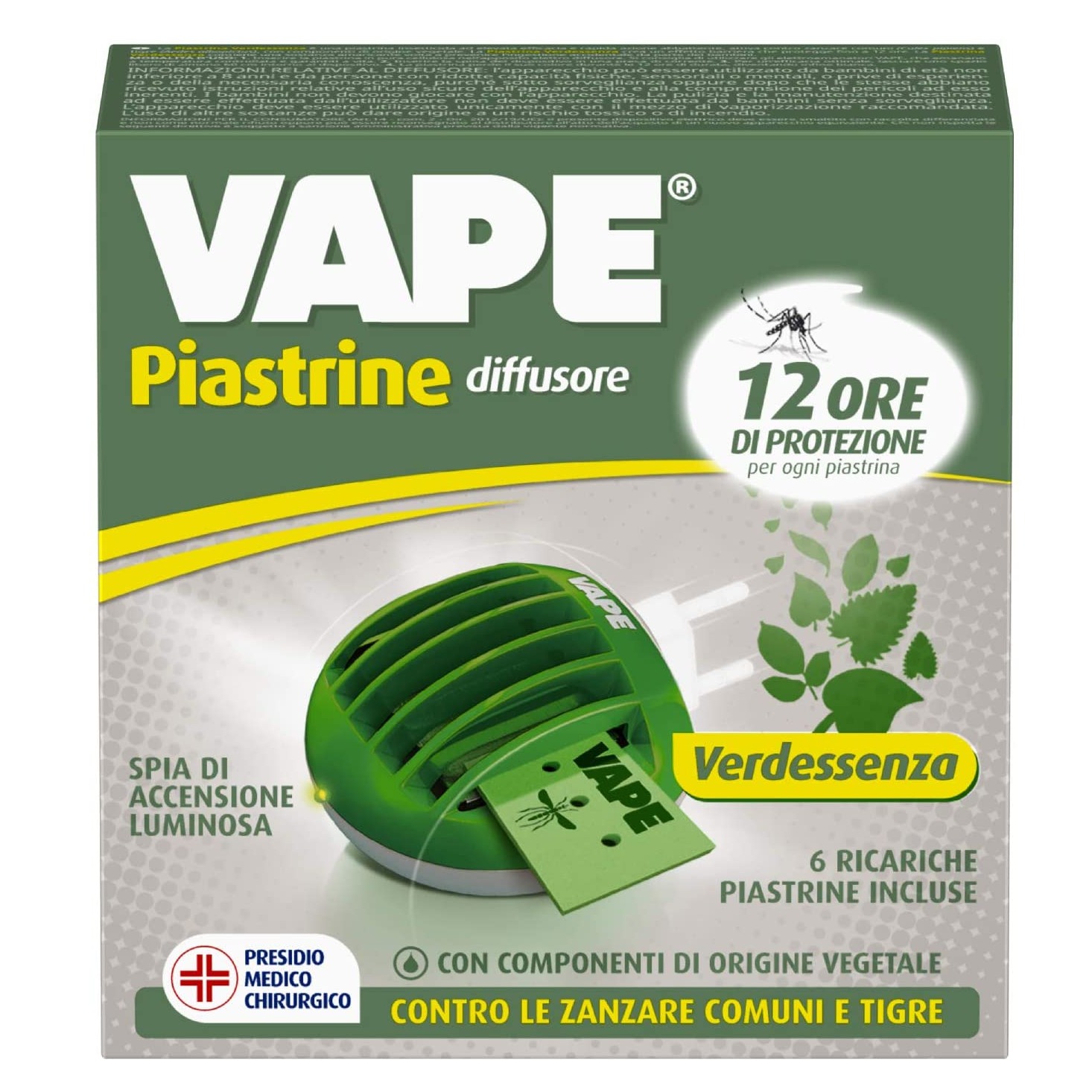 VAPE ELETTROEM. SPINA VERDE PIU 6PZ. PIASTRINE  PROMO