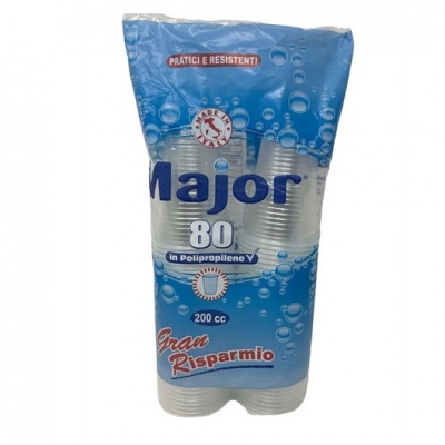 BICCHIERI TRASPARENTI 200CC 80PZ. MAJOR PROMO