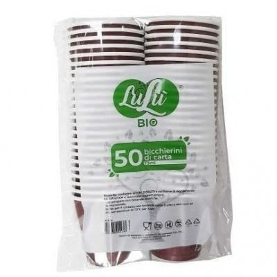 LULU BICCHIERI CARTA MARRONE CAFFE 75ML.